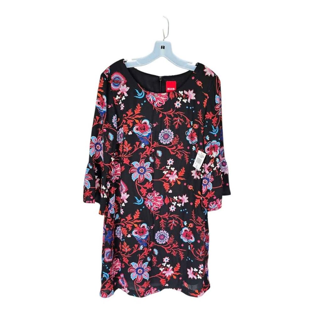 Melrose Floral Long Sleeve Black Multi Dress Size 4